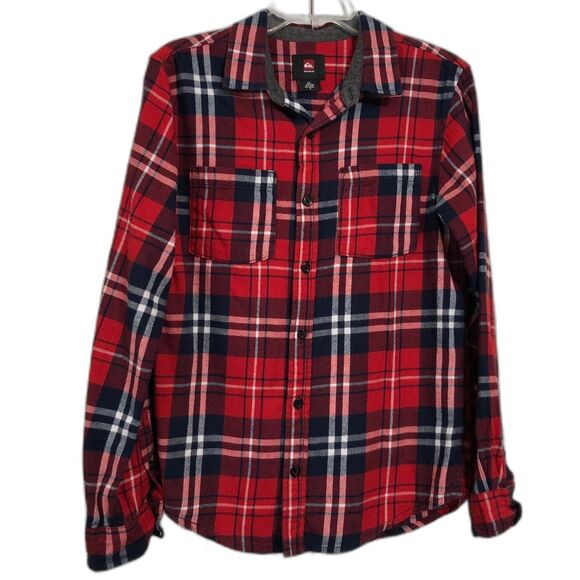 Quicksilver Button Down Blouse Size Small Women's Long Sleeve Plaid - Picture 1 of 7